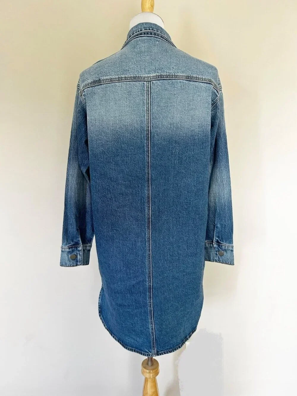 Evereve Blue Denim Shirt Dress Long Sleeve Button Front Size XS Women's - Picture 4 of 6